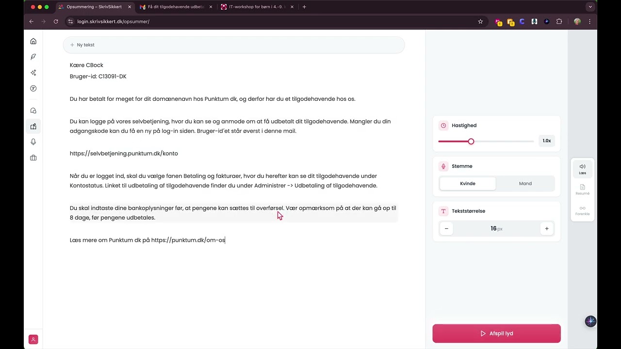Hør om vores oplæsningsrobot på SkrivSikkert
