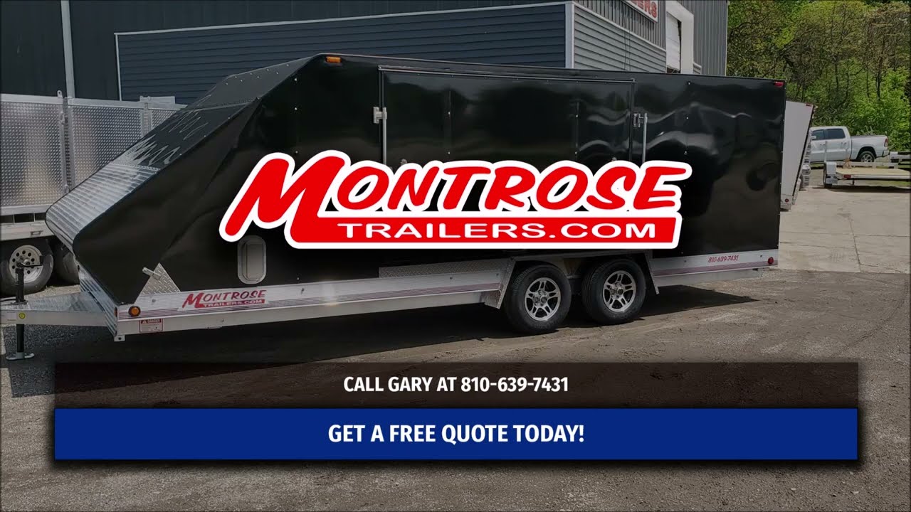 Montrose Trailers: Black &ldquo;Low Profile Power-Tilt Enclosed Trailer&rdquo; and more