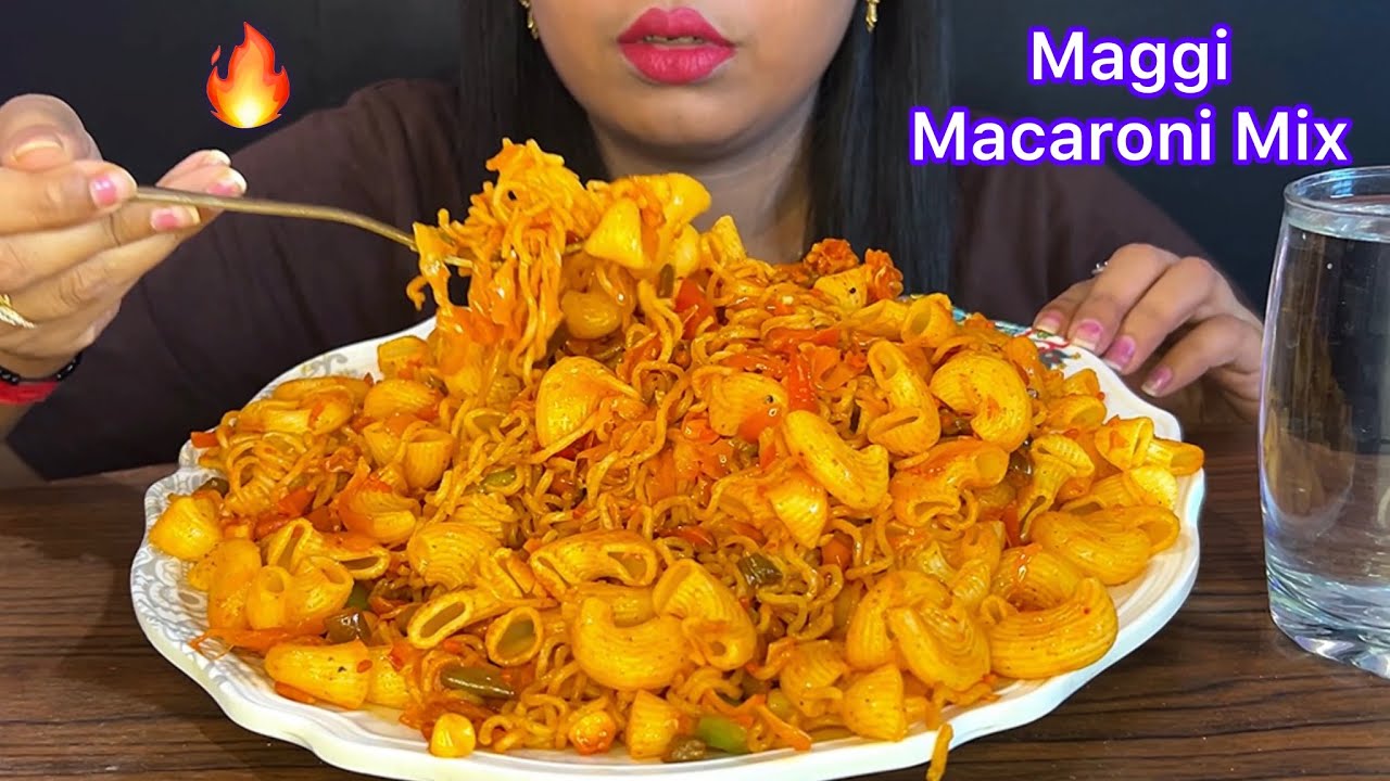 EATING INDIAN MASALA MAGGI & MASALA MACARONI 😋 NOODLES EATING CHALLENGE | MUKBANG