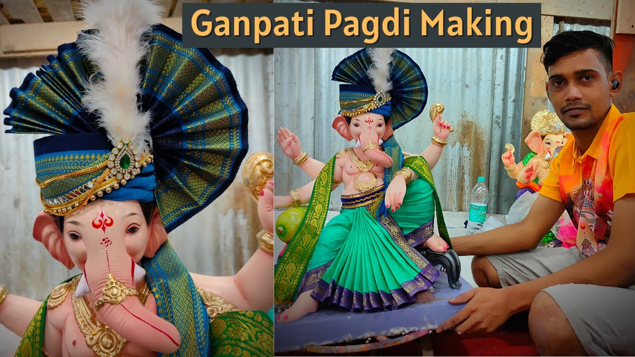 Ganpati Pagdi Making at Rudra Arts | गणरायाला फेटा कसा बांधायचा, गणपती फेटा | Mumbai Cha Ganpati