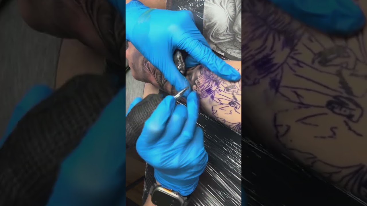 Angel and pigeon tattoo time lapse 