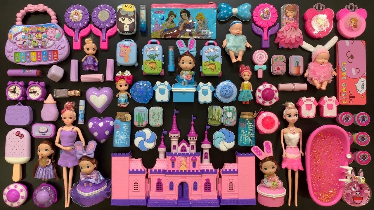 Special Series #PRINCESS Barbie Vs Little Babies | VIOLET Vs BLUE Vs PINK | Mixing Random Into Slime