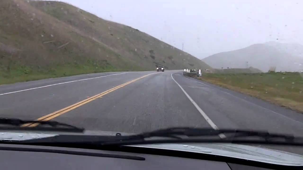 Snowy drive on Hwy. 46, on the way to Paso Robles