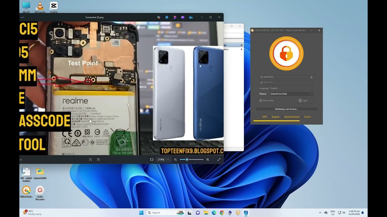 Realme C15 Qualcomm Frp remove Via Unlocktool test point