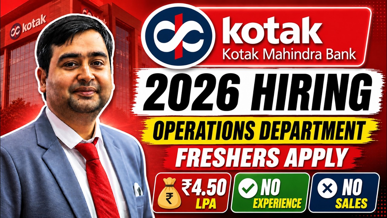Kotak Mahindra Bank Job 2026 | Operations Role | No Sales | Apply Now