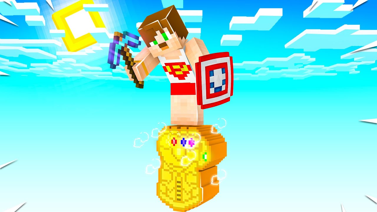 SONSUZLUK ELDİVENİ ama Minecraft TEK BLOK - 8 süper kahraman