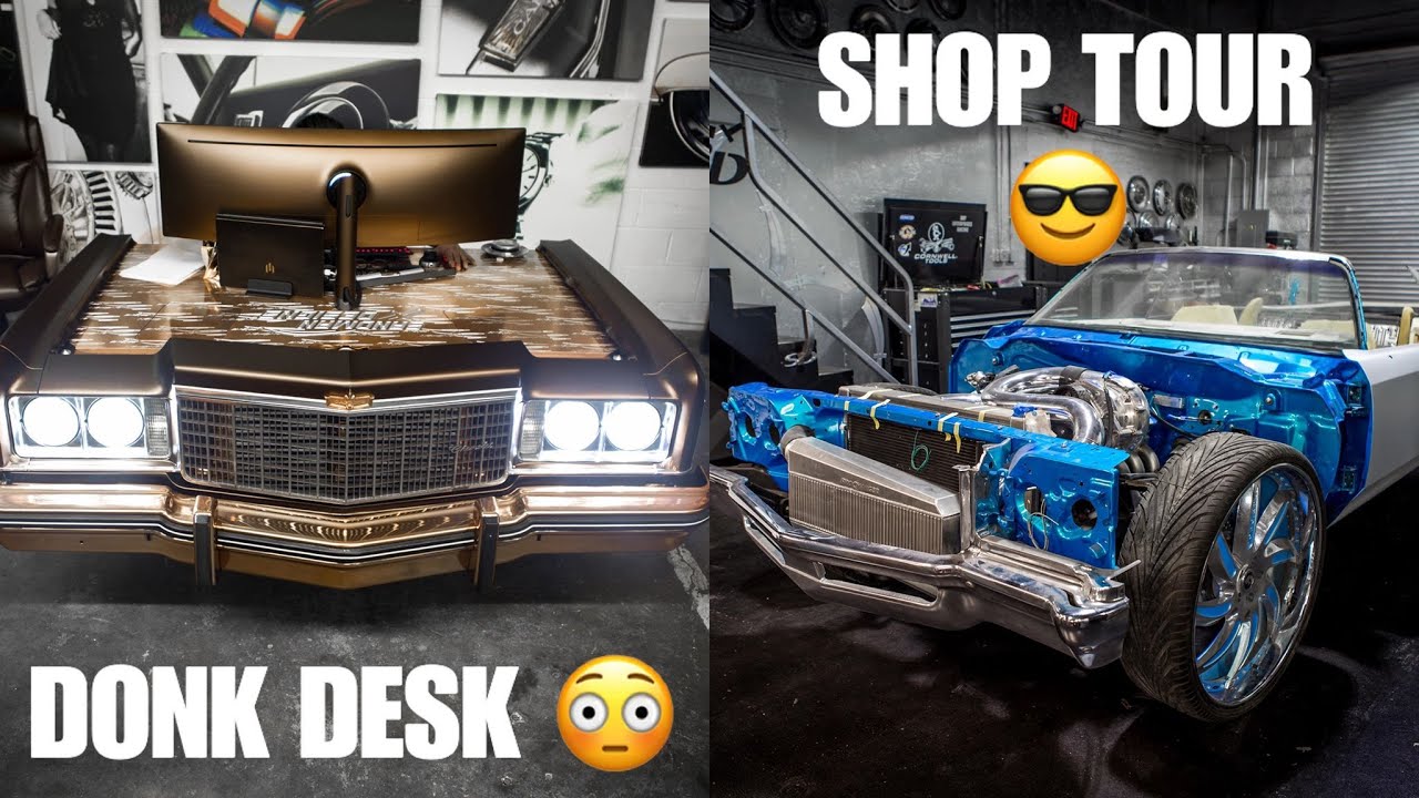 Whips By Wade : Sandman Designs Shop Tour and Donk Desk Debut !! Fully Functional '74 Caprice Desk