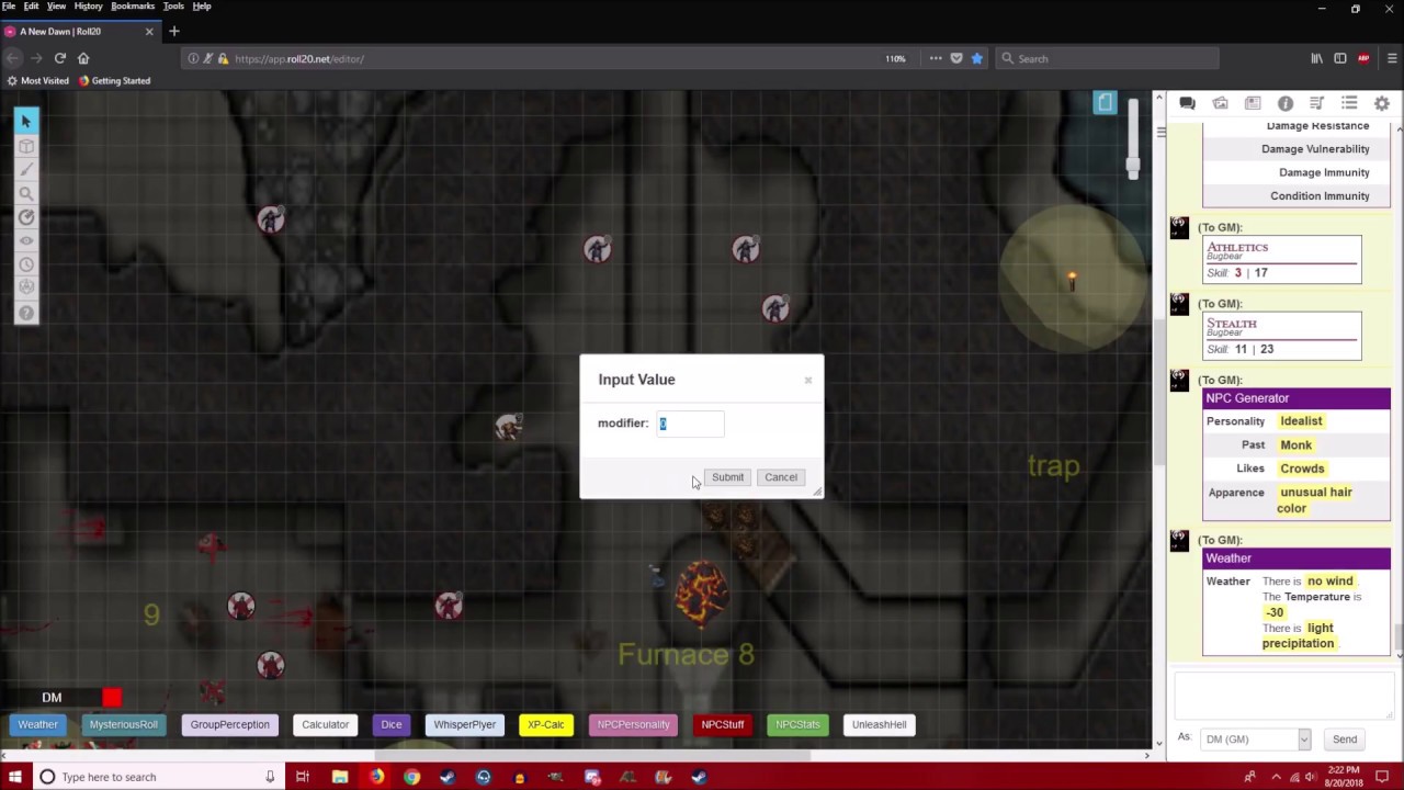 Roll20: Dungeon Master Macros