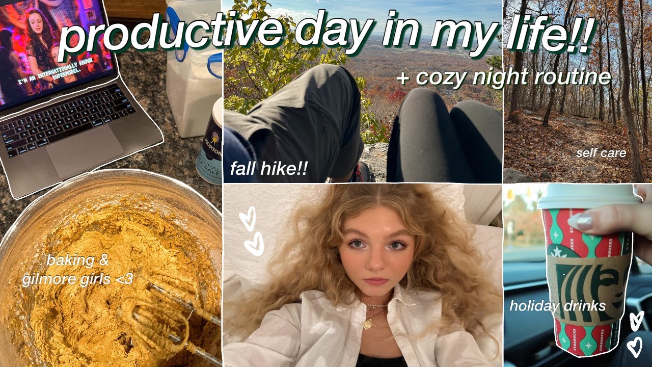productive DAY IN MY LIFE!! cozy fall night routine, journaling, baking, self care, hiking, & more!!