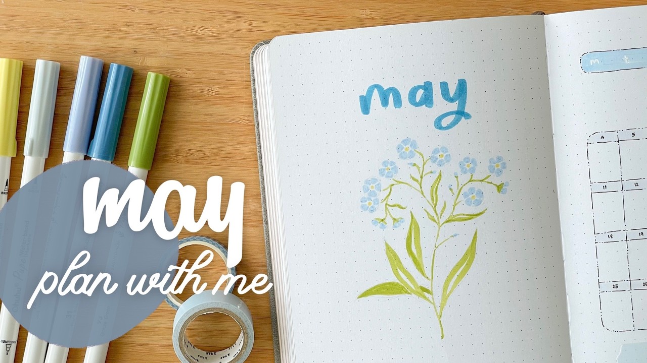 Оформление ежедневника Bullet Journal на май 2026 года | Идеи для разворотов Bullet Journal 🌱 Тем...