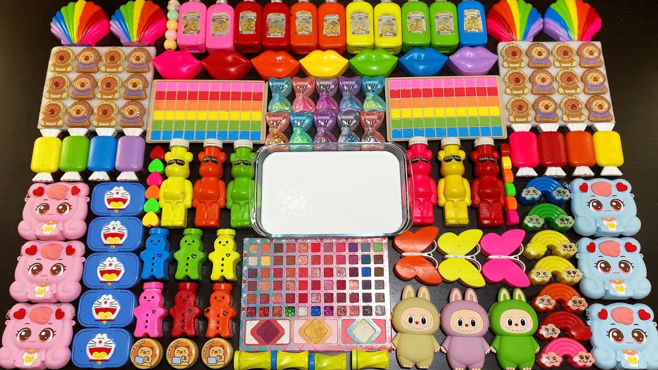 MIXING SLIME WITH CLAY VS MAKEUP VS GLITTER ! Mixing Random Things Into GLOSSY Slime #6936