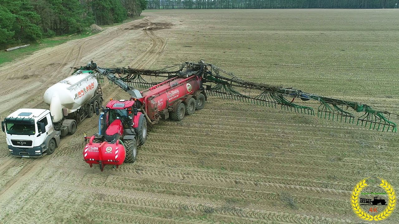 Kartoffel-Fruchtwasser / Case IH Optum 300 / AP Güllefass / 36 m Vogelsang Schleppschlauchverteiler
