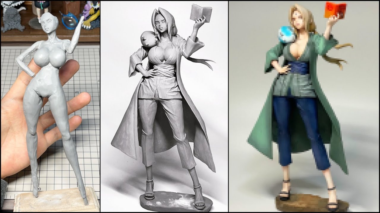 【NARUTO】綱手のフィギュアを作ってみた【粘土】How to make a figure of Tsunade.