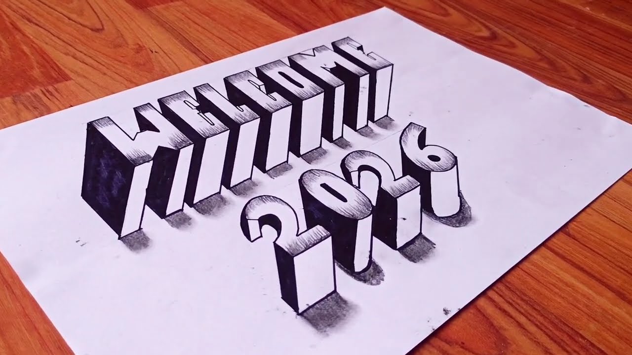 How To Draw 2026 3D Optical Illusion Drawing | Easy New Year Drawin | How to Draw2026