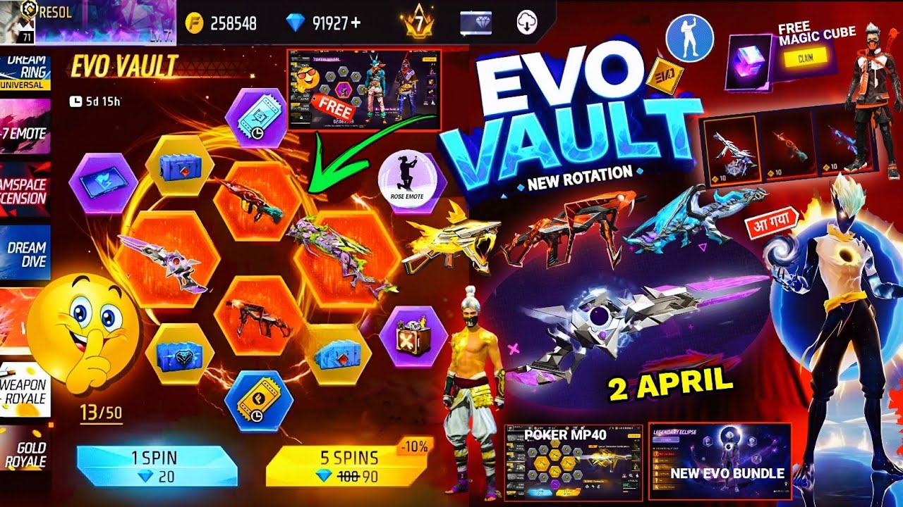 Next Evo Vault Event Free Fire🔥🤯2026 *100% CONFIRM*| 2 April Month Evo Vault Event M1887 Gun Skin