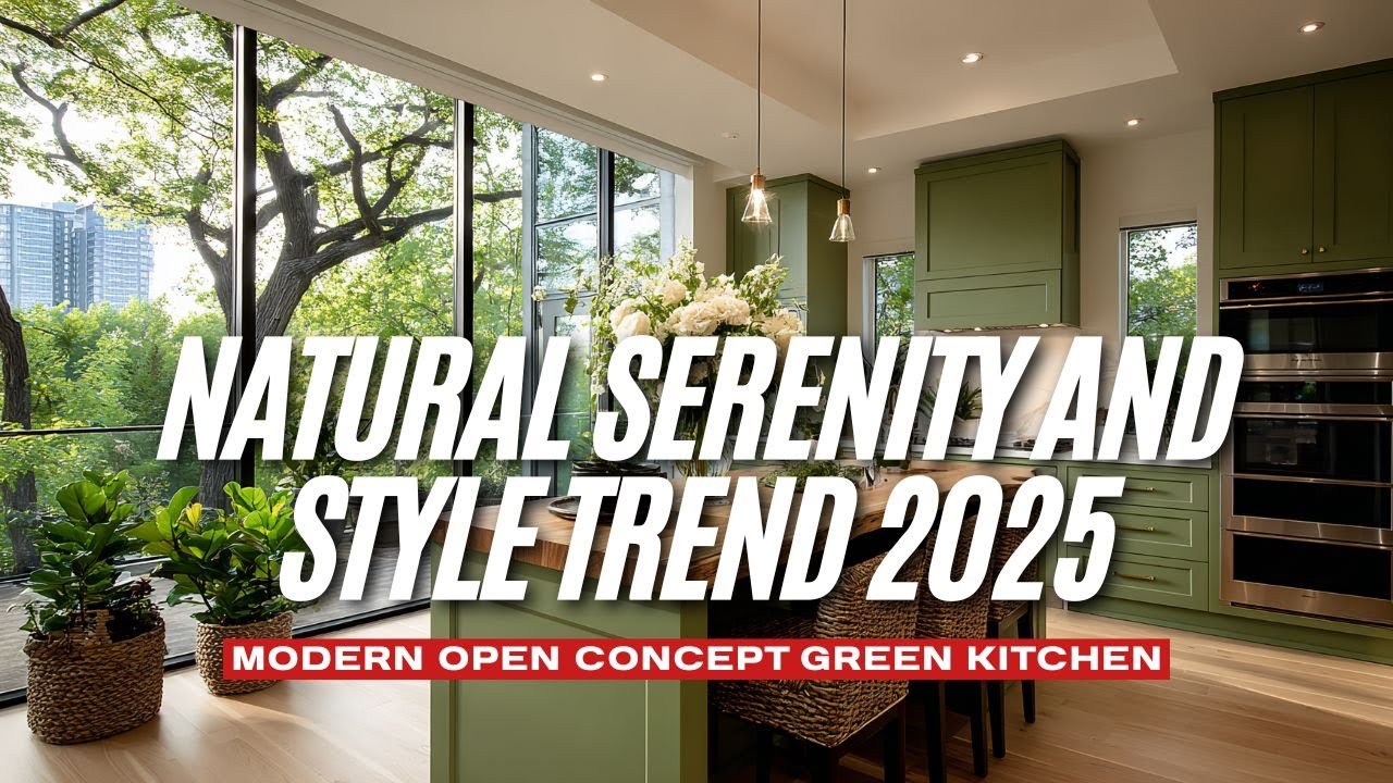 Modern Open Concept Green Kitchen Ideas with Natural Serenity and Style Trend 2025