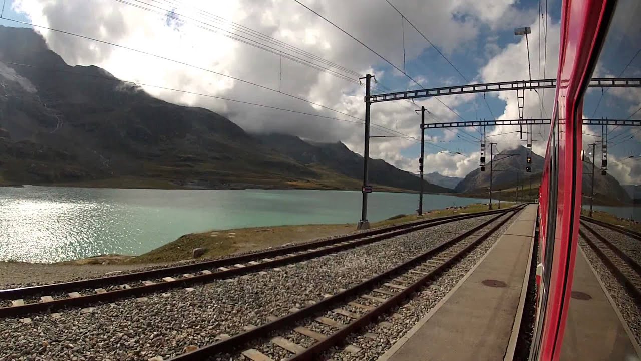 Riding the Bernina railway at Lago Bianco