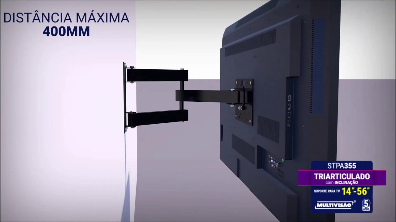 SUPORTE PARA TV TRIARTICULADO MULTIVISÃO STPA355 / M3 - VIDEO MONTAGEM