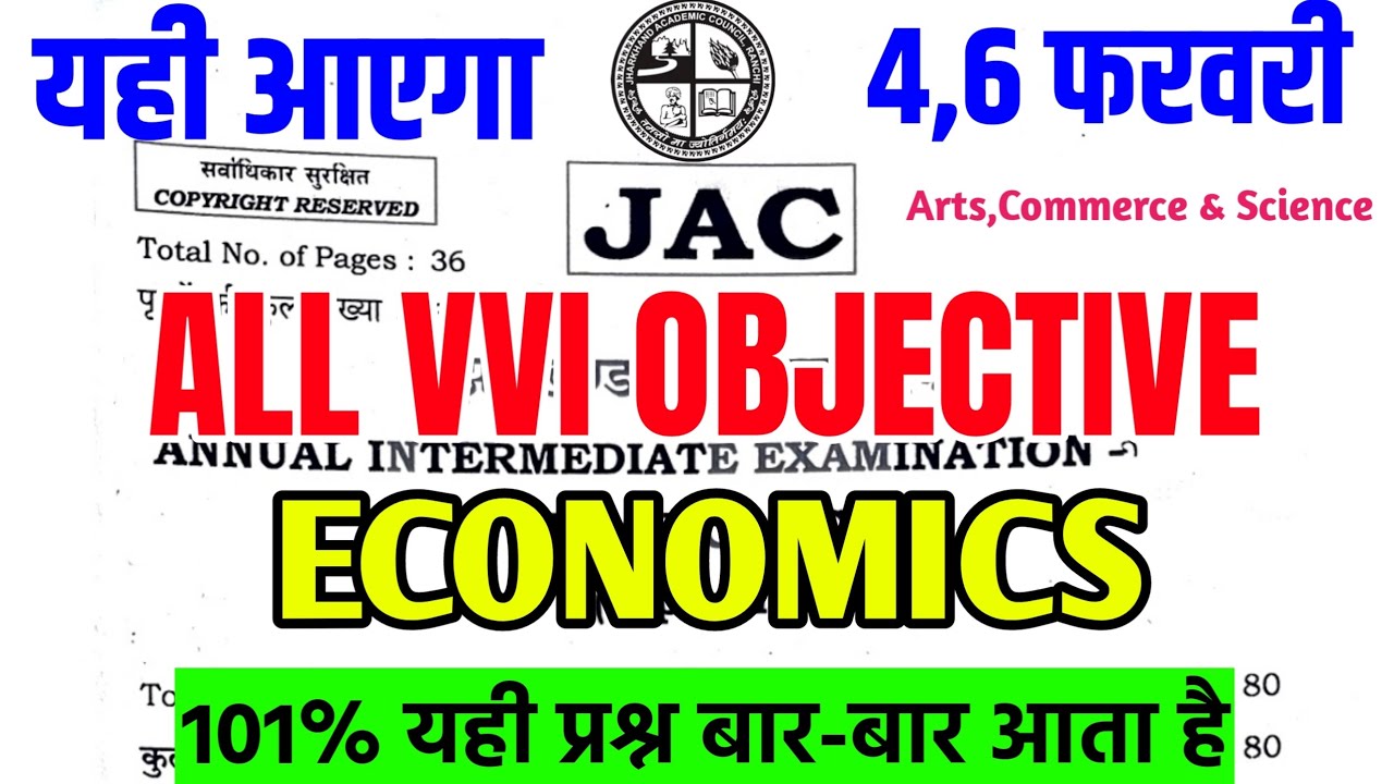 4,6 Feb का छप गया प्रश्न | Class 12 Economics All VVI MCQ Exam 2026 | Economics VVI objective 2026
