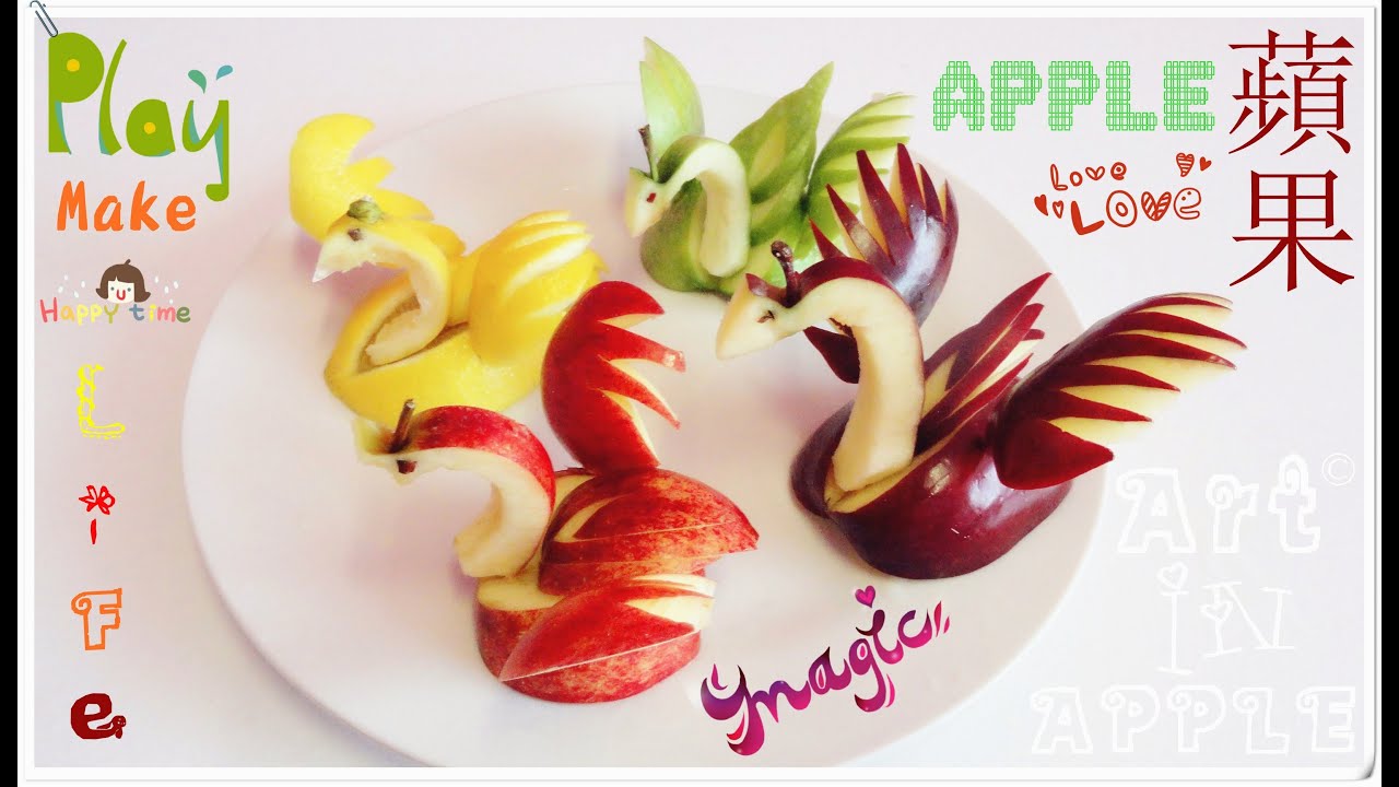 Art In Apples Show - Fruit Carving Apple Swan - Fruit Decoration