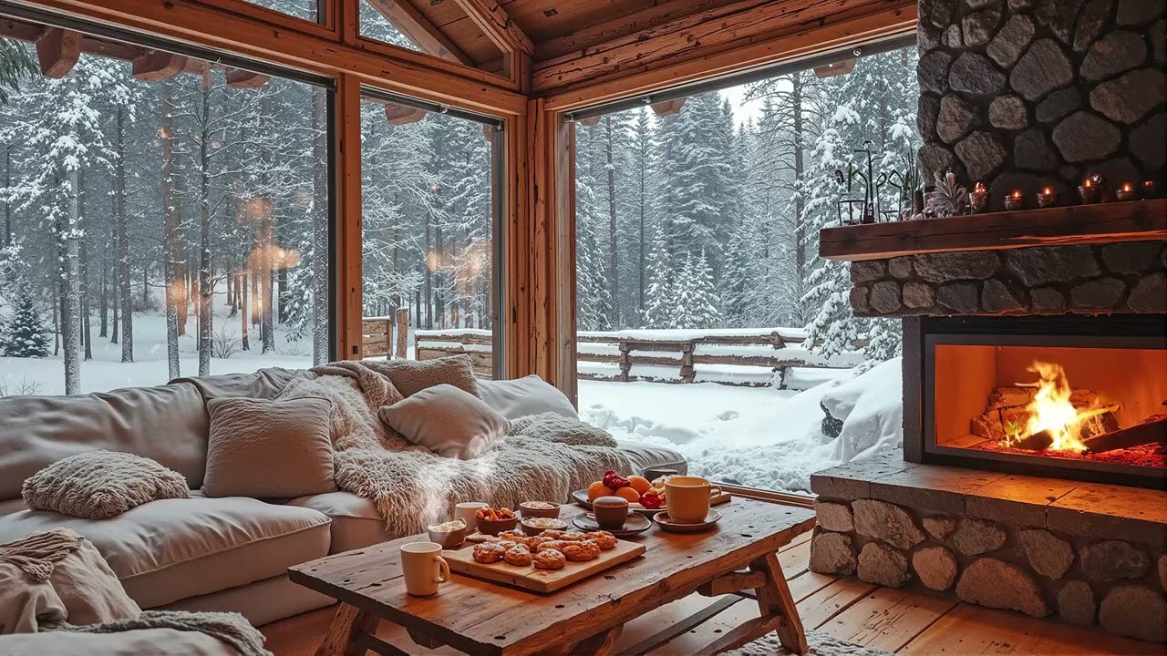 Morning Snow Cabin Jazz ❄️ Smooth Winter Jazz Music for Cozy Cabins, Fireplace Calm & Focus