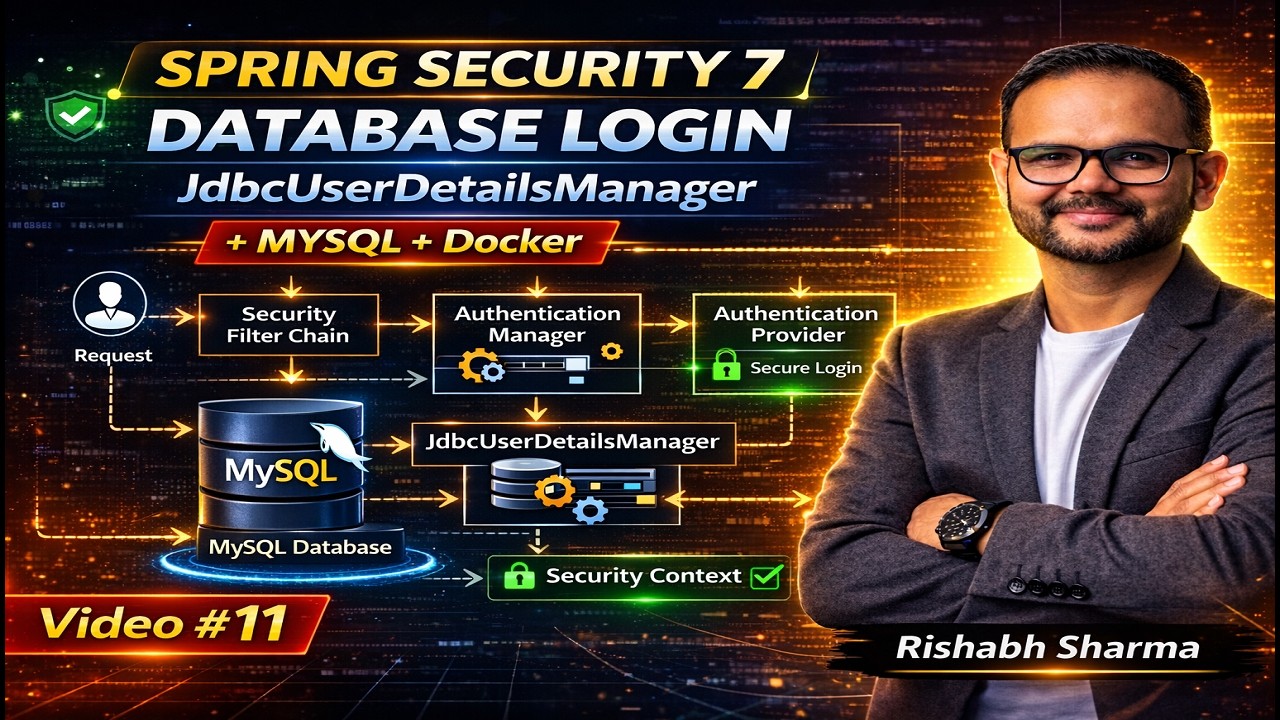 UserDetailsManager & JdbcUserDetailsManager | Database Authentication with MySQL + Docker | Video#11