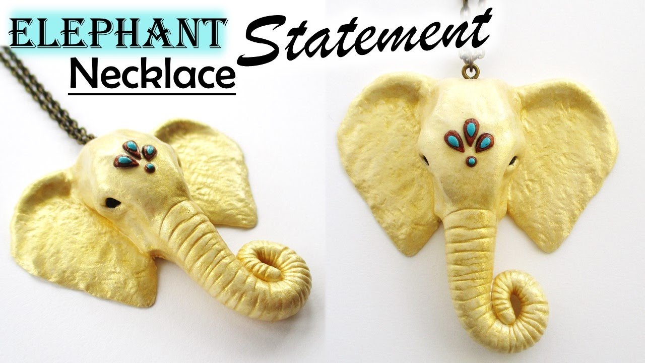 Polymer Clay Elephant Statement Pendant/Necklace || Maive Ferrando