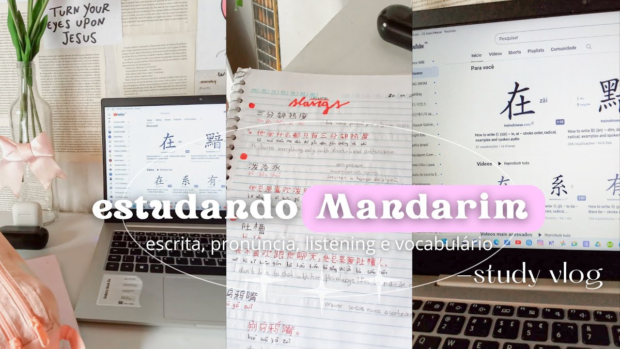 STUDY VLOG: estudando Mandarim sozinha, aplicativos, canais, listening, escrita e pronuncia