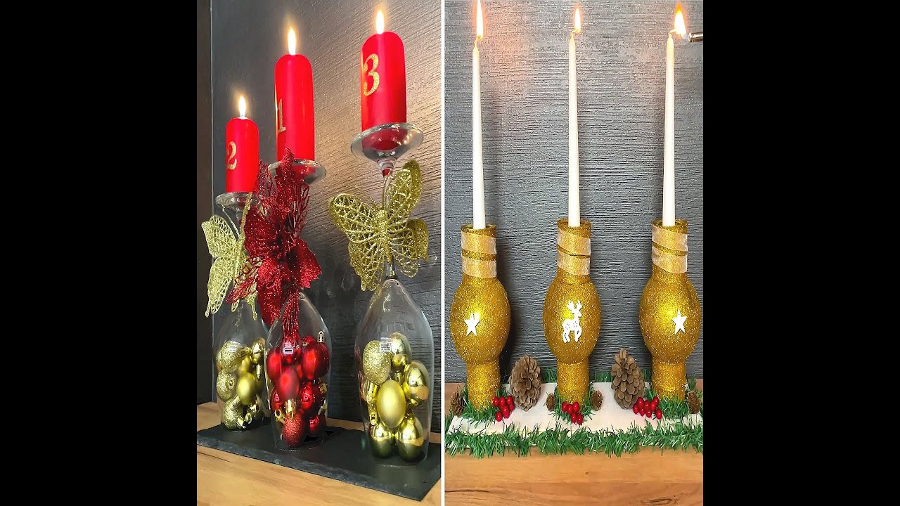 2 idee per realizzare dei bellissimi centrotavola natalizi con portacandela 😮