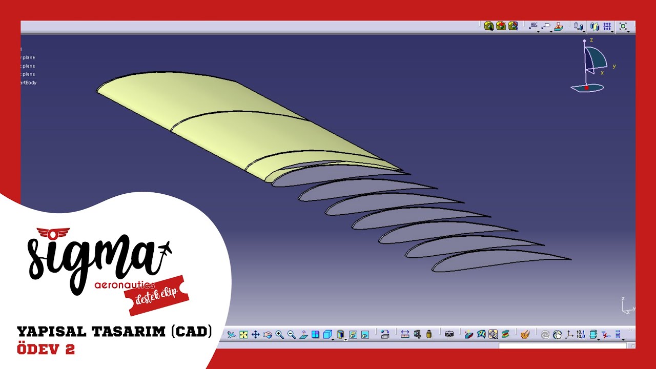 CATIA | Kanat Rib Çizimi | (YTU Sigma Destek Ekip | CAD Ödev 2)