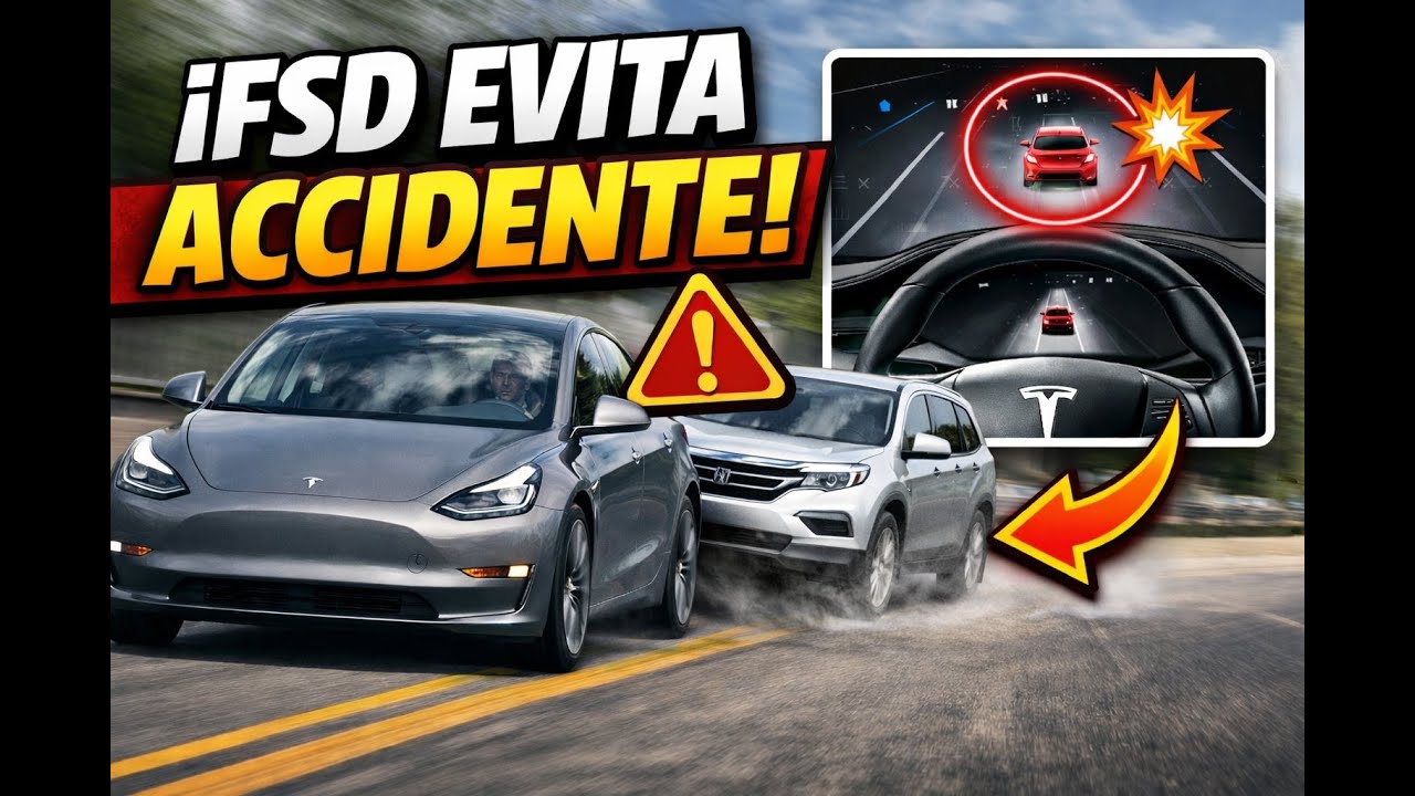Tesla FSD Me salva 😲 de possible accidente 😱