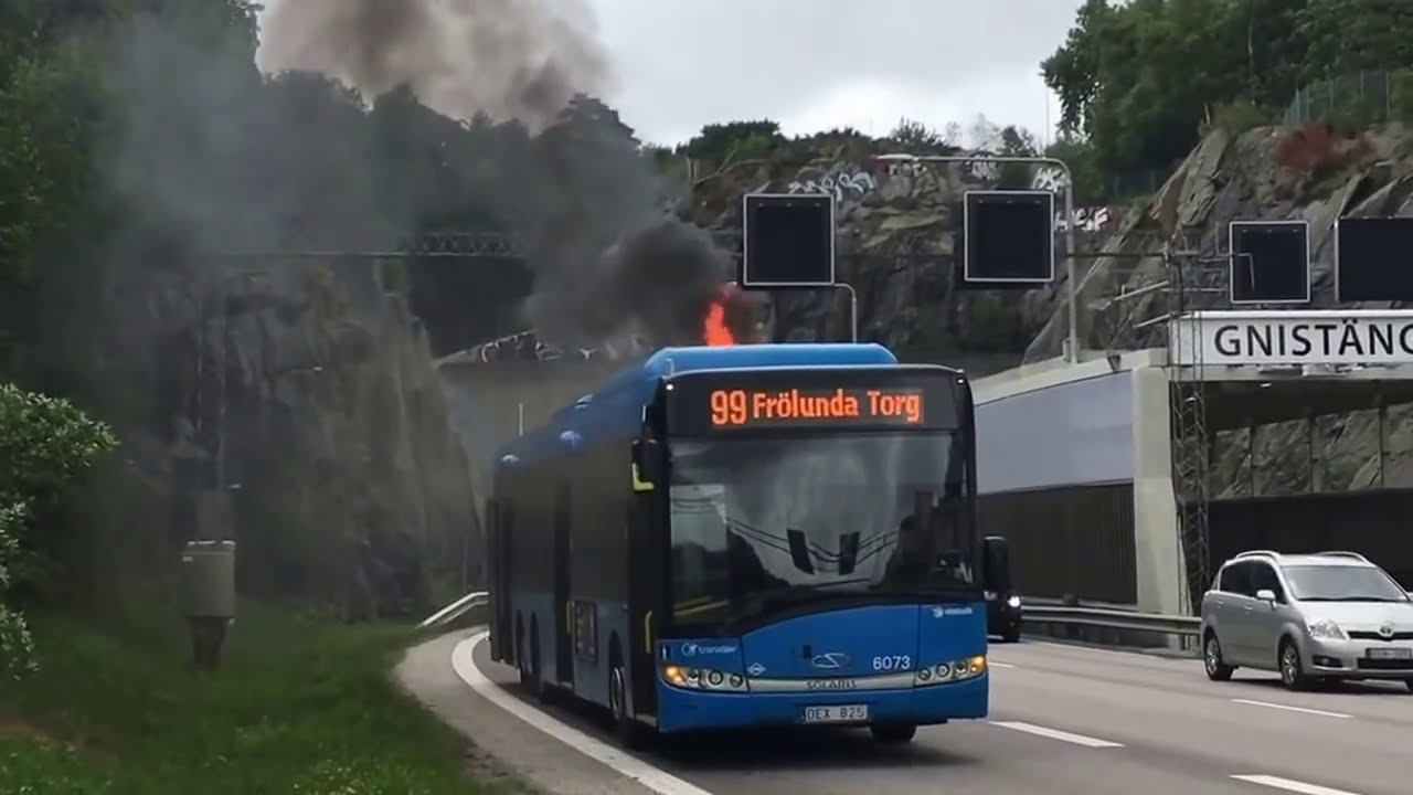 Brinnande västtrafiksbuss 99 Frölunda