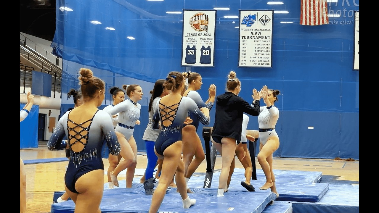 Slow Motion 120 fps iPhone 17 ProMax College Gymnastics SCSU Blue vs White 12 6 2025 copy