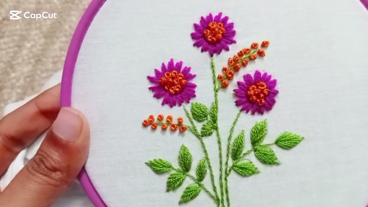 Beautiful Flower Embroidery Design Step by Step Tutorial 🌸