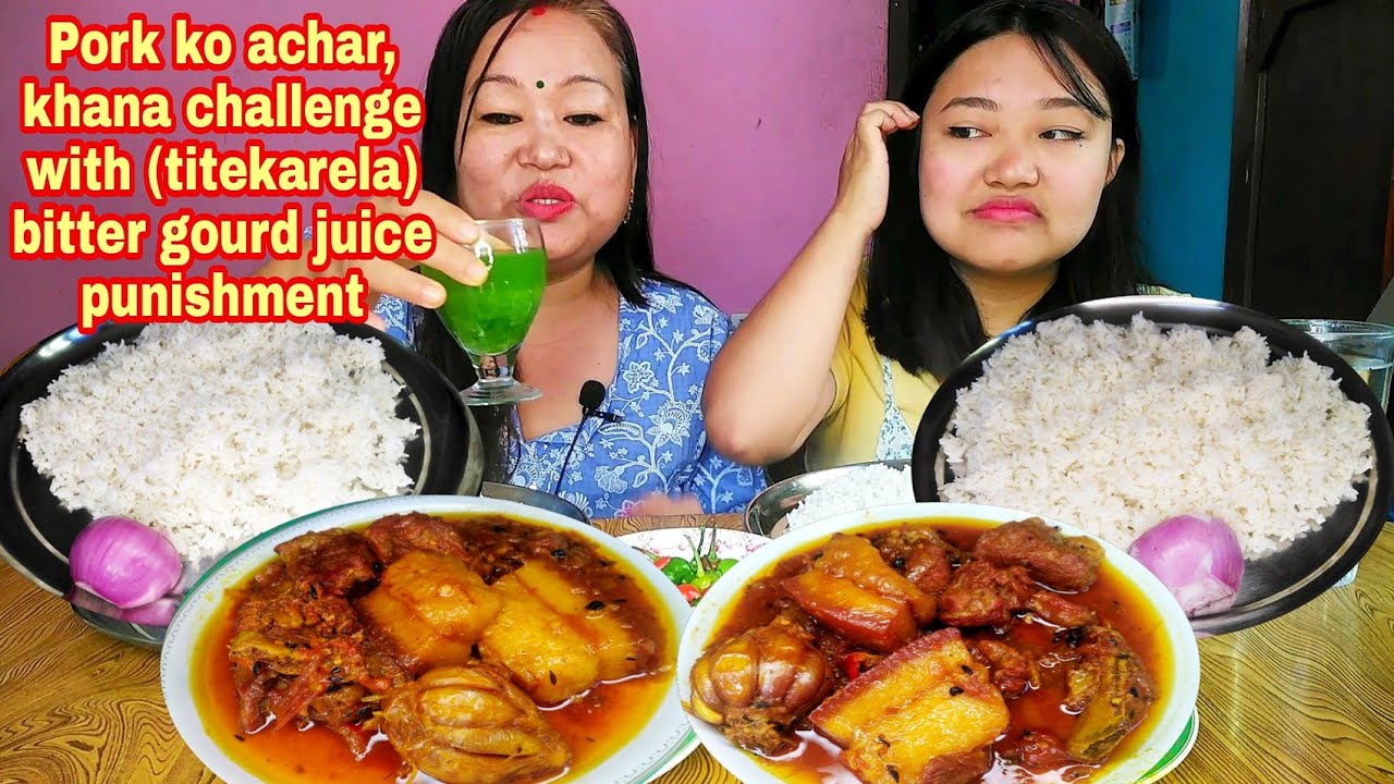 Pork ko achar (pork pickle), khana challenge with bitter gourd juice punishment | Mummy's Wish