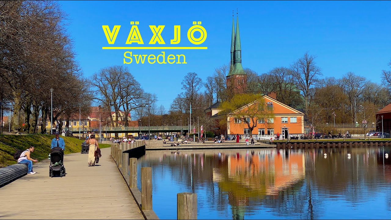 Växjö Sweden presentation video, walking tour - 4K  