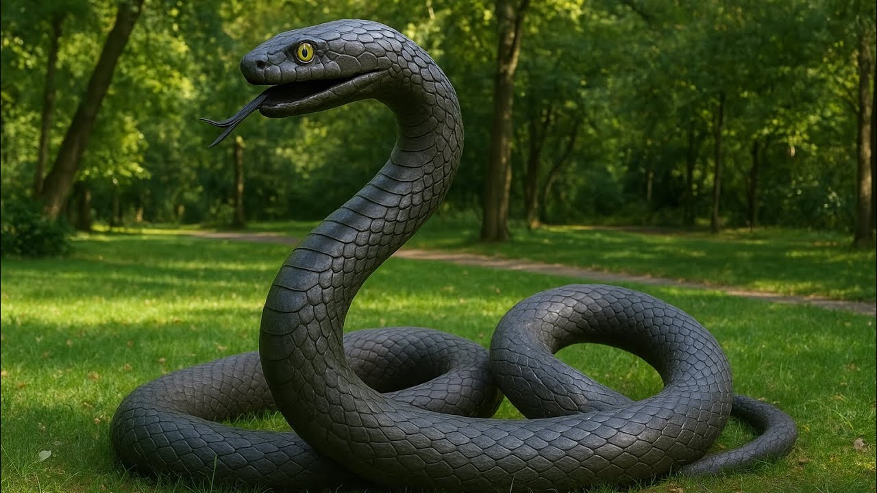 Du Spz. durch den Park,mitten in der Natur,und siehst eine Schlangenstatue,die deinen Blick fesselt.