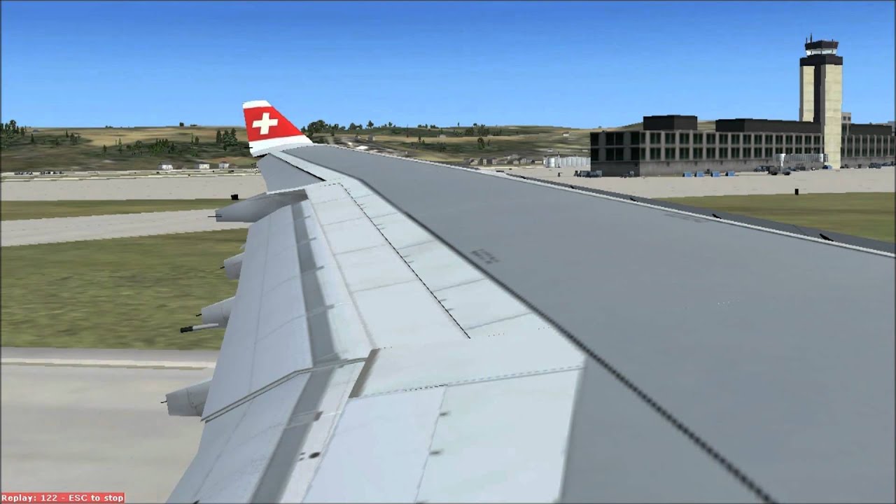 FSX HD - Swiss Airbus A340-300 Landing Zurich Airport