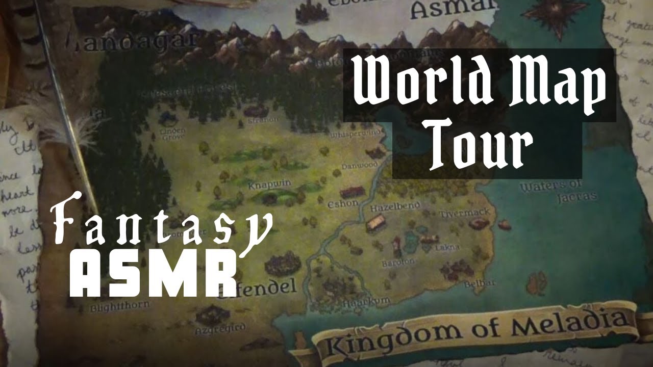 ASMR Fantasy Roleplay | World Map Tracing and Stories | Soft-Spoken | History and Magic