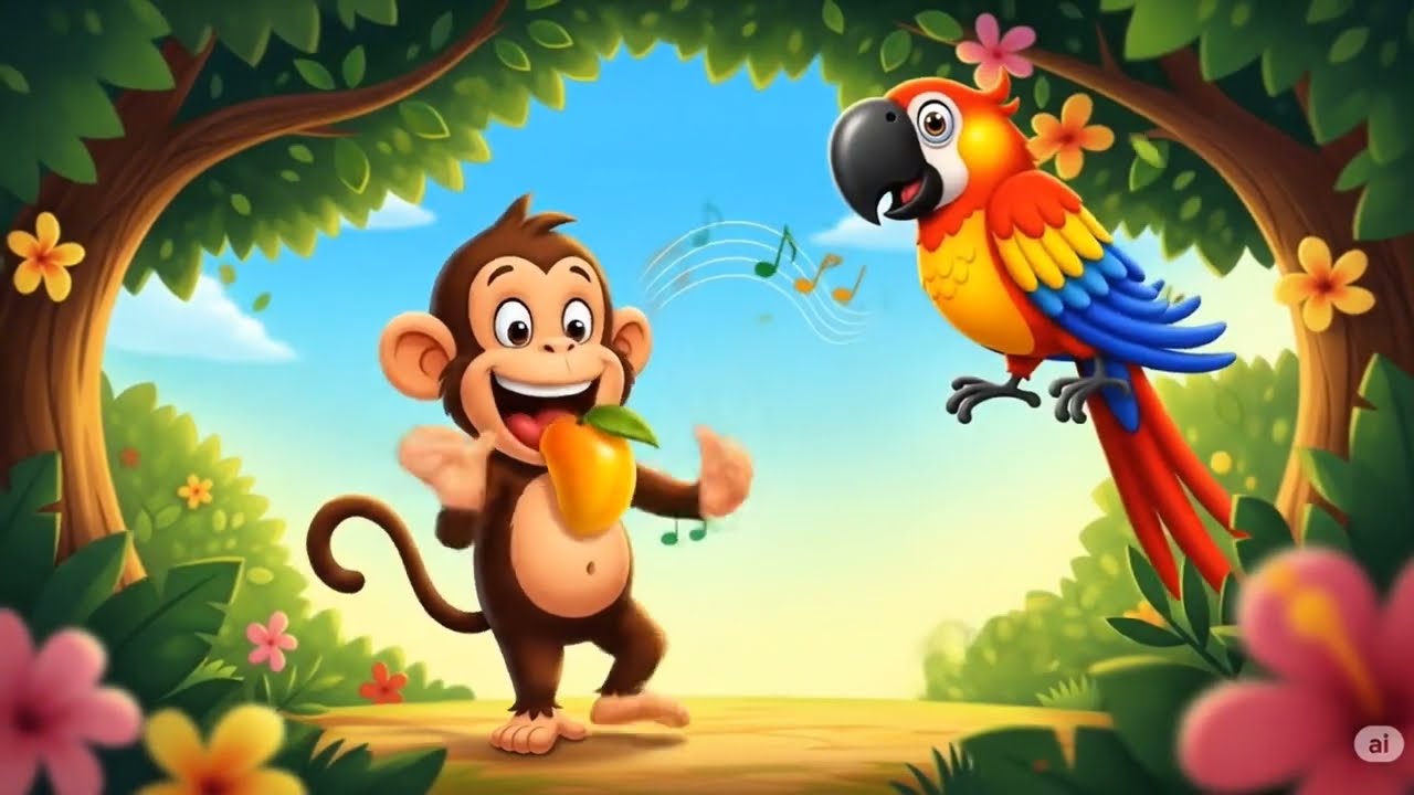 #cute#cartoon Mankey on the Mango Tree 🍋🐒 | Funny Monkey Song  | Jungle Adventure Music Video