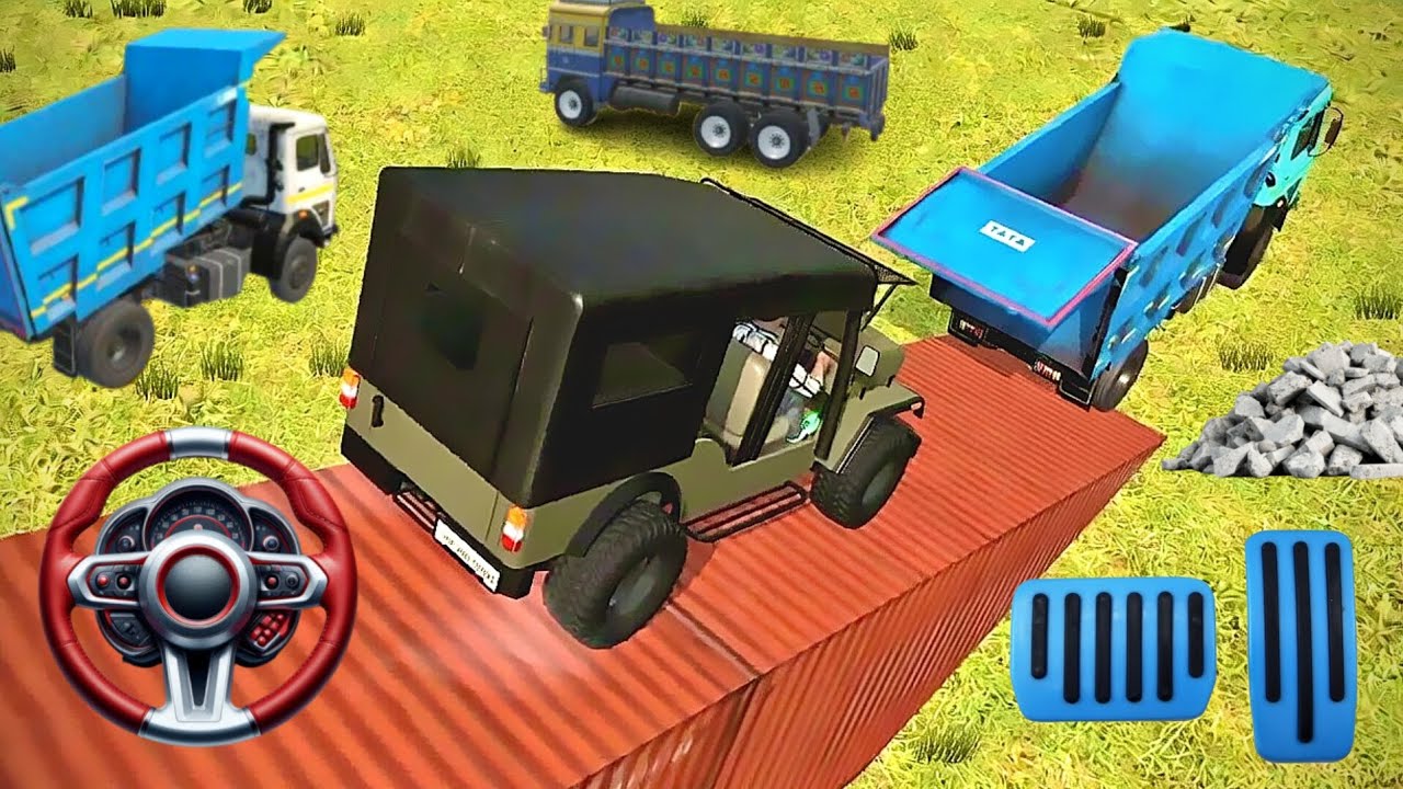 Commando  jeep & Tractor Loading 🔥😱 on Truck 🚛🐃 | Realistic Gaming Simulation #games #truck #jeep 
