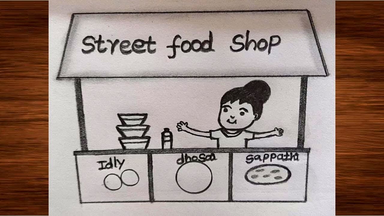 How to draw a Street food shop | Easy drawing | @TamilNewArt