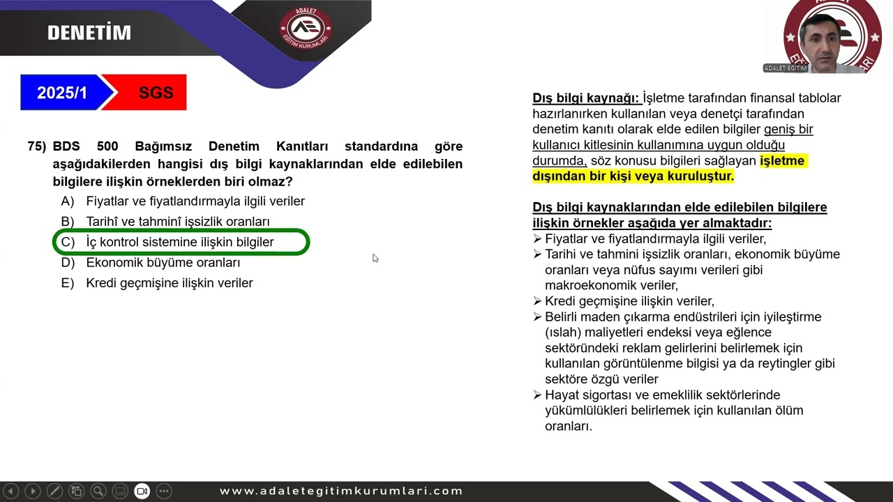 2025 1 SMMM SGS DENETİM SINAV SORU ÇÖZÜMLERİ
