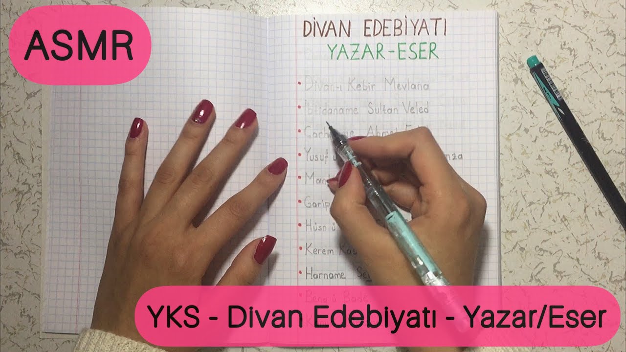 ASMR Türkçe • Uyurken Öğren YKS👩‍🎓 • Divan Edebiyatı 🖋• Yazar-Eser 📝 • Fısıltı👂🏻