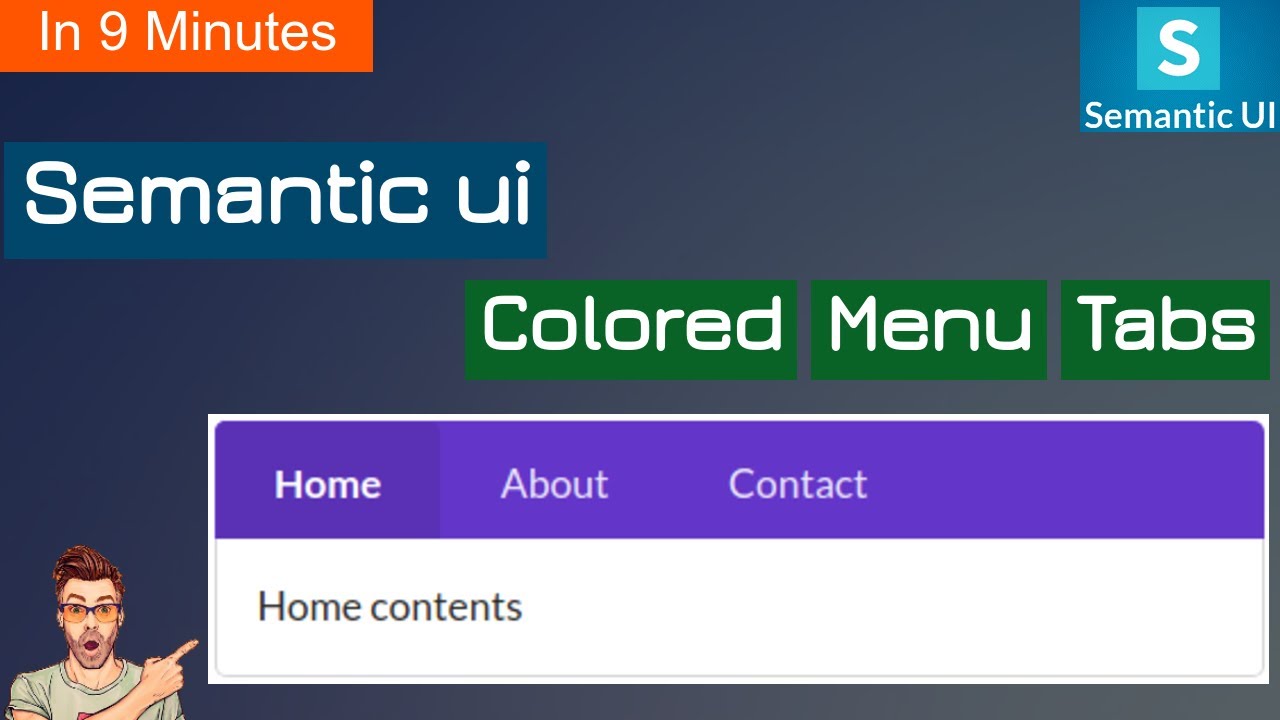 Coding semantic ui colored menu tabs|colored menu tabs|menu tabs styles|semantic ui tabs|semantic ui