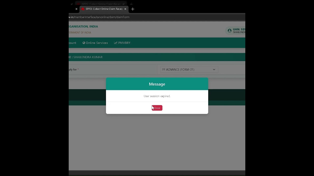Pf Session expired || error in withdrawal resolve #totheponit