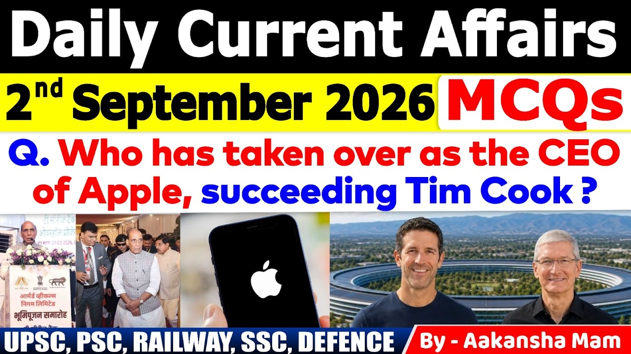 2nd September 2026 Current Affairs🔥 | Daily MCQs | Today&rsquo;s Most Important MCQs #currentaffairs2026