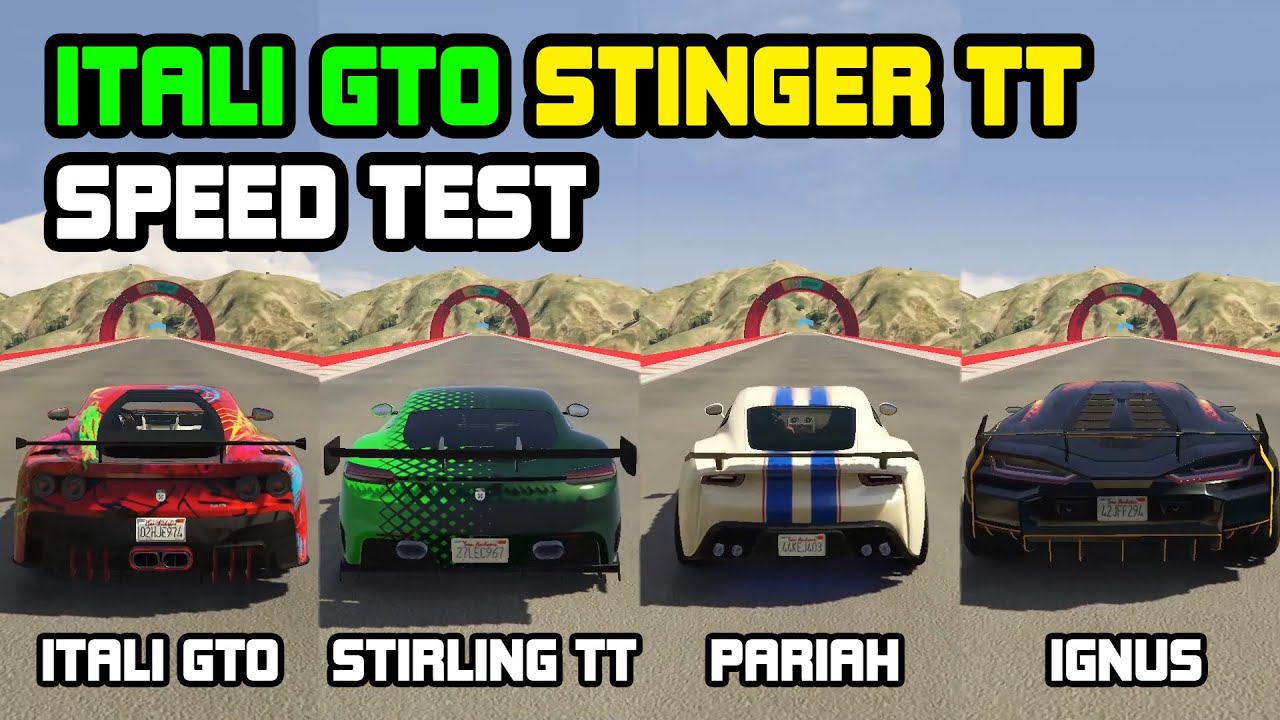 STINGER TT Vs Pariah Vs Itali GTO Vs Ignus - Speed Test - GTA Online