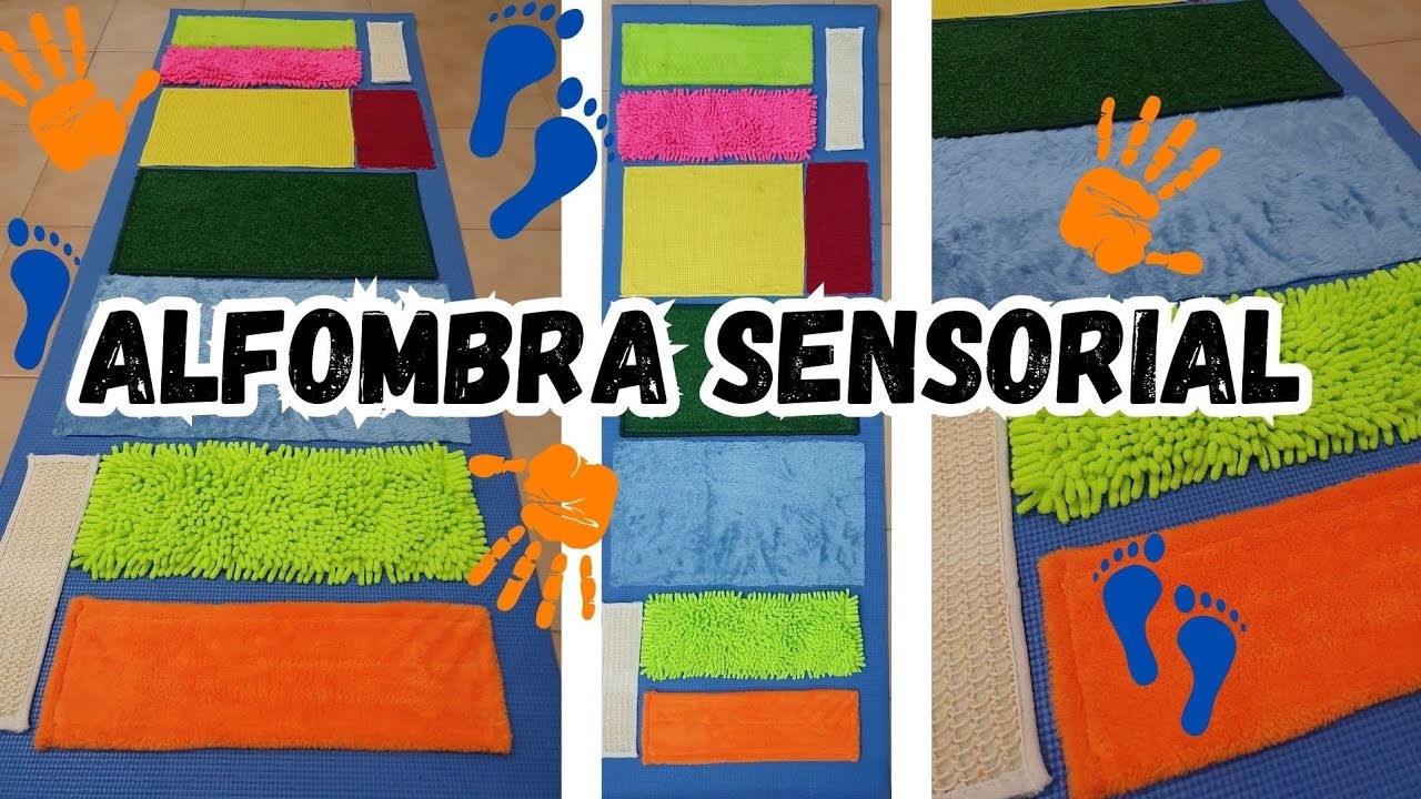 Cómo hacer una ALFOMBRA con texturas para bebés 👶| TAPETE SENSORIAL 👐🦶🧺