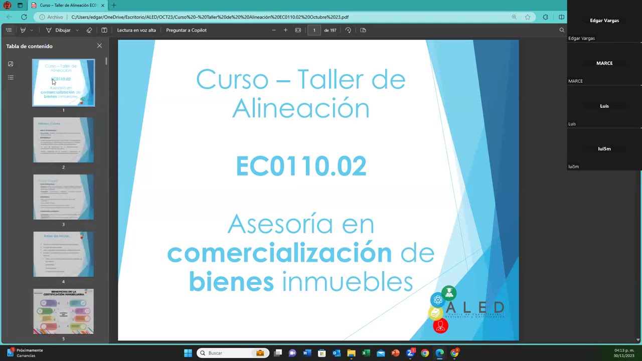 Clase muestra Certificación Inmobiliaria